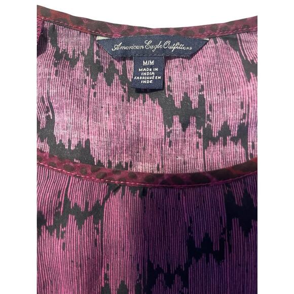 American Eagle Outfitters Purple Print Boho Blouse Size Medium - Picture 3 of 6